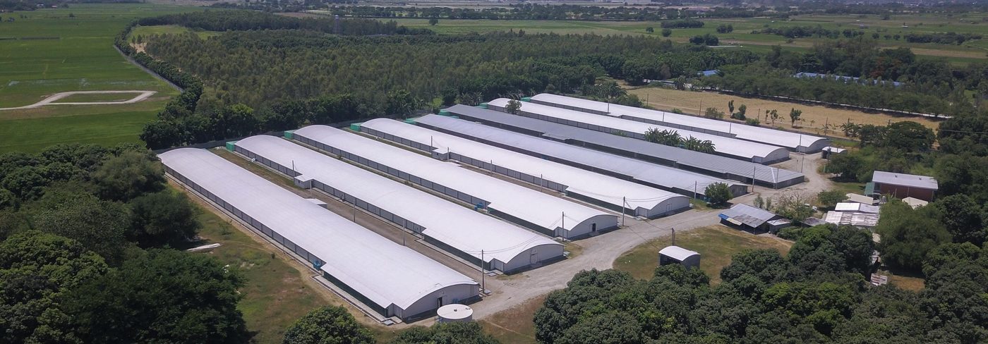 Aerial view of farm buildings delivered by the AIS Group