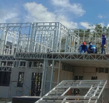 LGSS wall and roof framing during installation